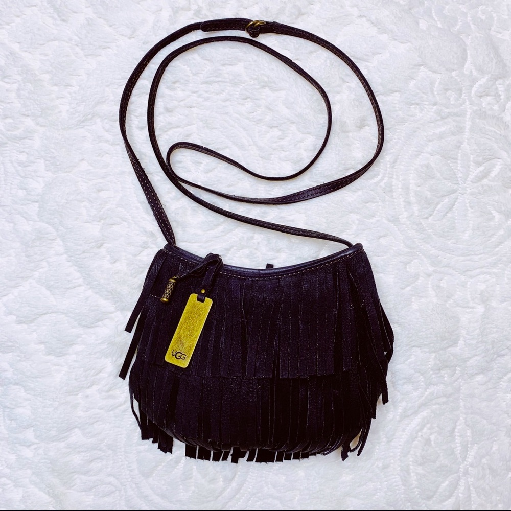 UGG SUEDE TASSLE CROSSBODY PURSE